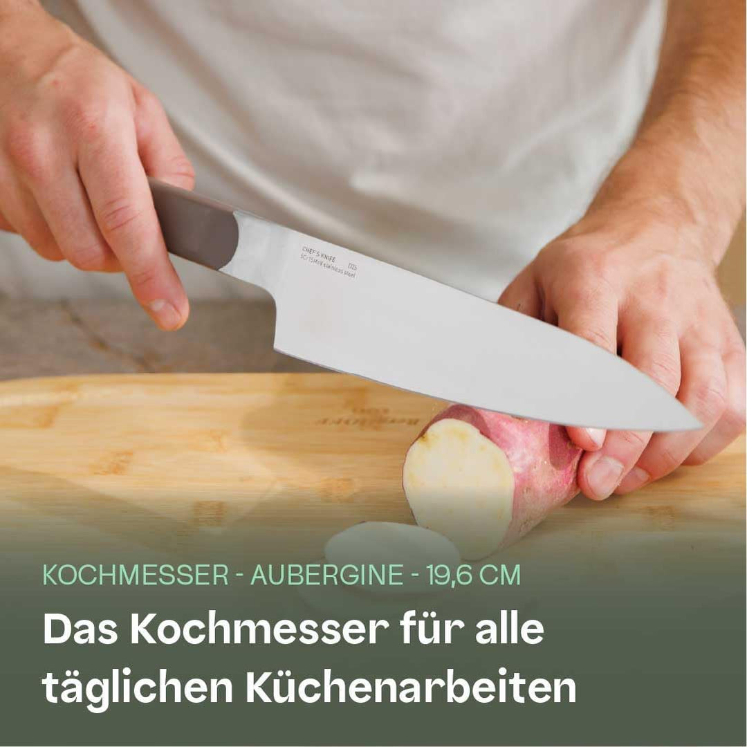 Berghoff Home Kochmesser 19,6cm - Edelstahl Küchenmesser - Messer scharf - Fleischmesser - Aubergine