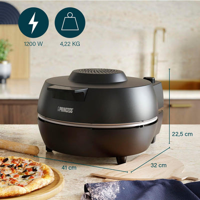 Princess Pizzaofen Pro 115005 – ø30 cm – Echter Pizzastein – Cool-Touch-Gehäuse für sicheren Gebrauc