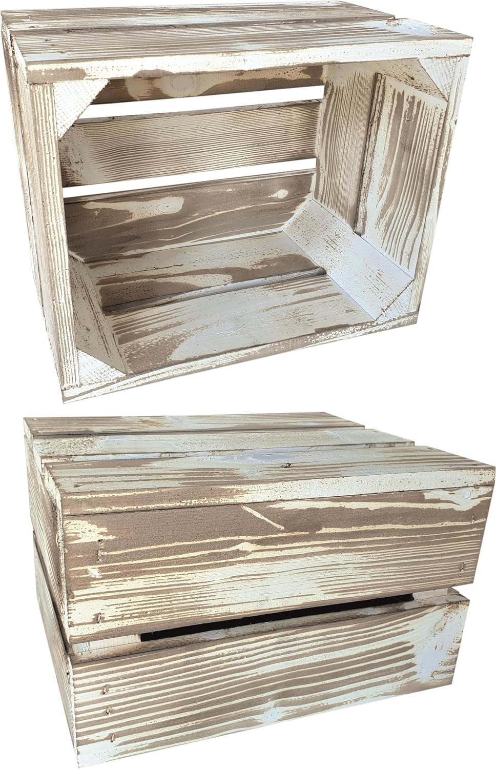 sunnypillow 2er Set Holzkiste Klein Aus Holz - Massive Weinkisten Vintage 25 x 20 x 15 cm - Holzbox