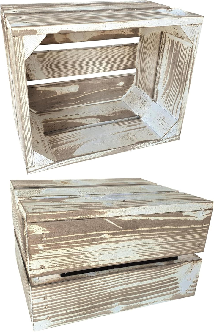 sunnypillow 2er Set Holzkiste Klein Aus Holz - Massive Weinkisten Vintage 25 x 20 x 15 cm - Holzbox