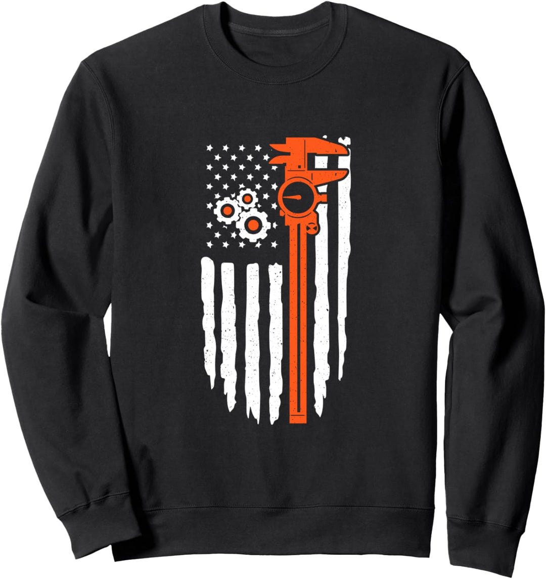 Machinist Flagge Bearbeitung Werkzeuge Mechaniker USA Flagge Sweatshirt
