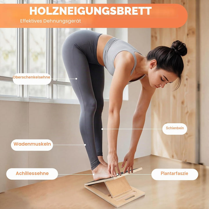 Professionelles Schrägbrett aus Holz, Tragbares Wadendehner Verstellbarer Mobility Board mit Tragegr