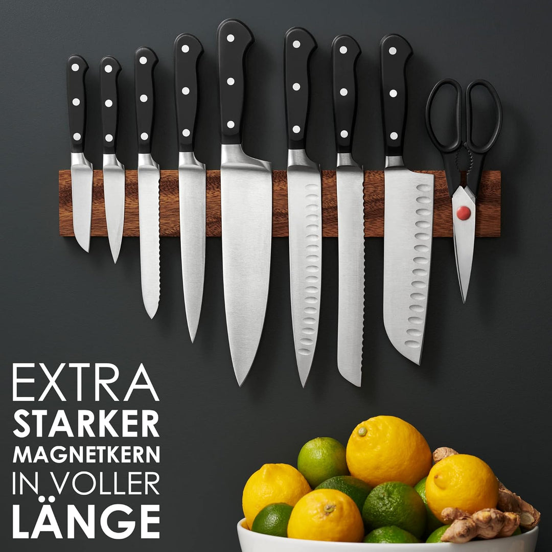 Magnetleiste Messer aus Walnussholz mit Extra Starkem Magnet - 40 cm - Messerhalter Magnetisch Holz