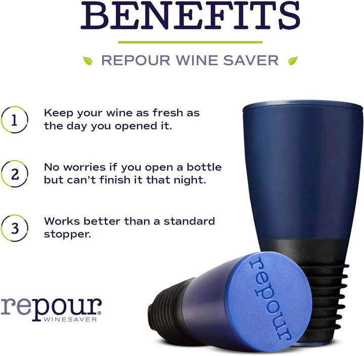 Repour Wine Saver, Weinkonservierer und -Stopper entfernt schädlichen Sauerstoff von Ihrem Wein, ein