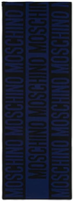 Moschino Schal REVERSE Art.50164 Wolle Logo Bands Schwarz/Blau, mehrfarbig, Einheitsgrösse