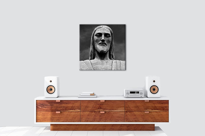 Jesus Statur in Rio de Janeiro Format: 60x60 Effekt:Schwarz&Weiss als Leinwandbild, Motiv fertig ger