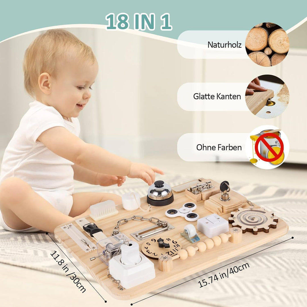 Potatomato Montessori Busy Board - Baby Spielzeug Sensorik Holzspielzeug Kinder Motorikspielzeug Ler