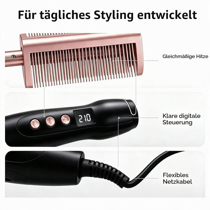 Glättbürste Kamm, Hot Comb Elektrischer Heisskamm für Afro Haare&amp;Perücken