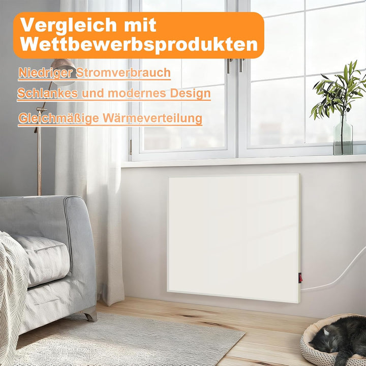 meoaow Infrarot Wandheizung, 350W Infrarotheizung Wandmontage mit Überhitzungsschutz, Leiser Elektro