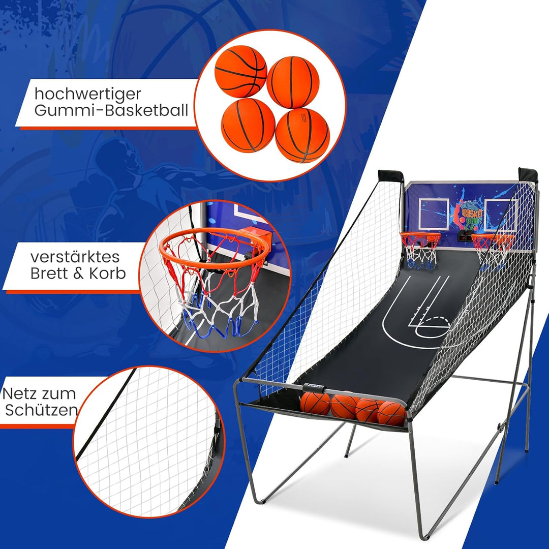 GOPLUS Basketball-Schiessmaschine, Basketballständer inkl. 4 Basketbälle und Pumpe, Basketballkorb k