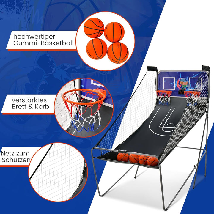 GOPLUS Basketball-Schiessmaschine, Basketballständer inkl. 4 Basketbälle und Pumpe, Basketballkorb k
