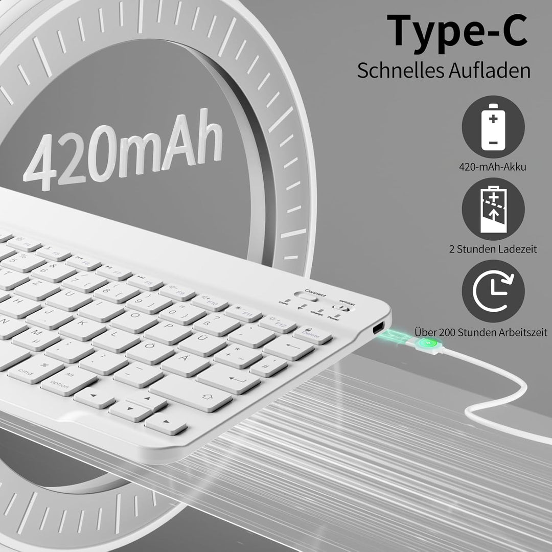 Hülle mit Tastatur für iPad A16 11 Generation 2025/10 Generation 2022(11/10.9 Zoll), Soft TPU Rücksc