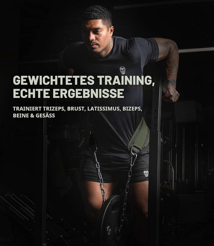 Gymreapers Dip-Gürtel mit Kette für Gewichtheben, Klimmzüge, Dips – robuste Stahlkette für zusätzlic
