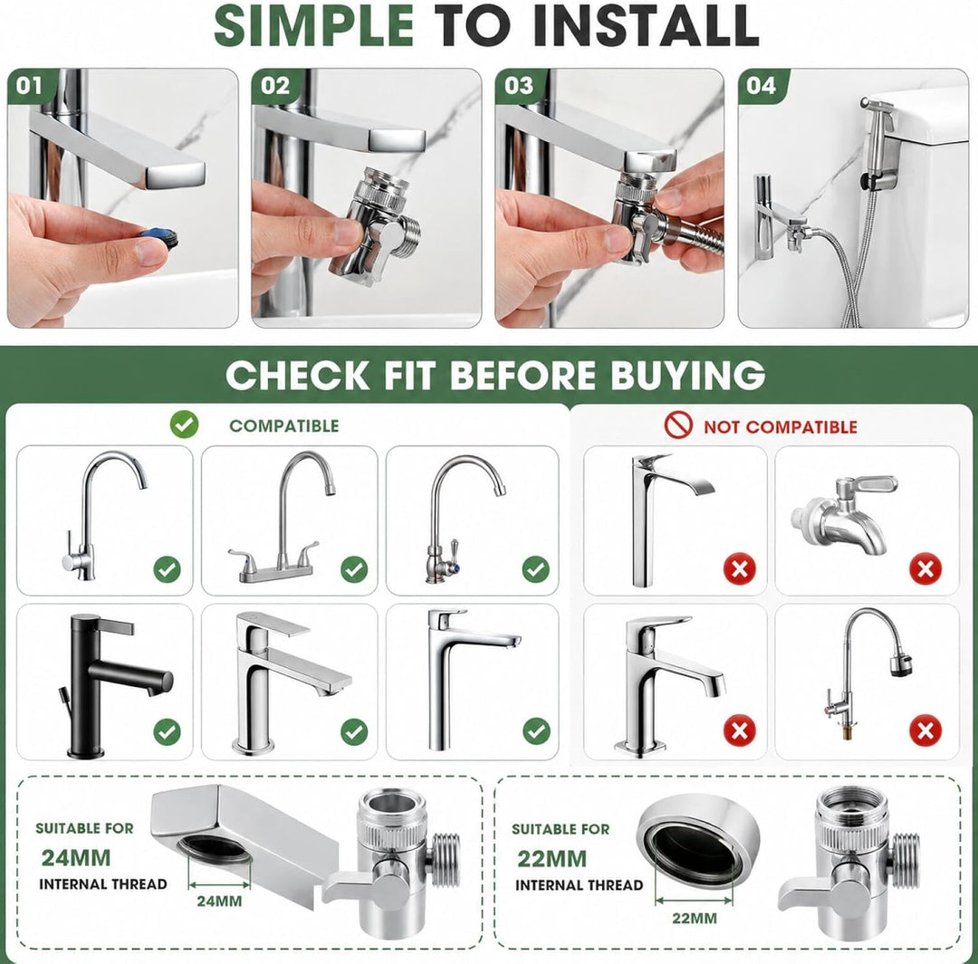 Bidet Handbrause Toilettenspülung aus Edelstahl Material mit Einstellbarem Wasserdruck, Einfache Ins