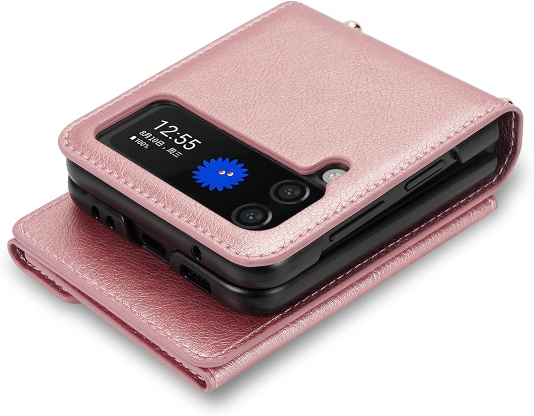 UDBKKDX Handyhülle für Samsung Galaxy Z Flip 5, Schutzhülle Mattes Leder mit Standfunktion hülle Kam