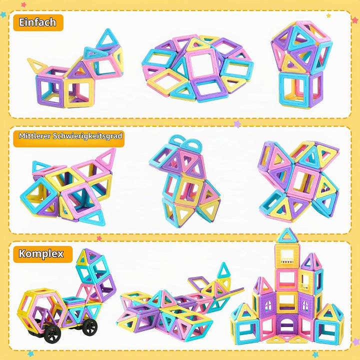 Magnetische Bausteine 90 Teile Magnetbausteine Magnet Spielzeug Magnetspiele Montessori Magnetische