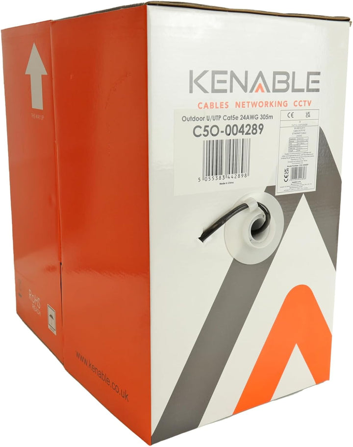 kenable Aussen CAT5e CCA Aussen Ethernet Netzwerk Kabel Kabelrolle Solid UTP 305 m [305 meter/305m]