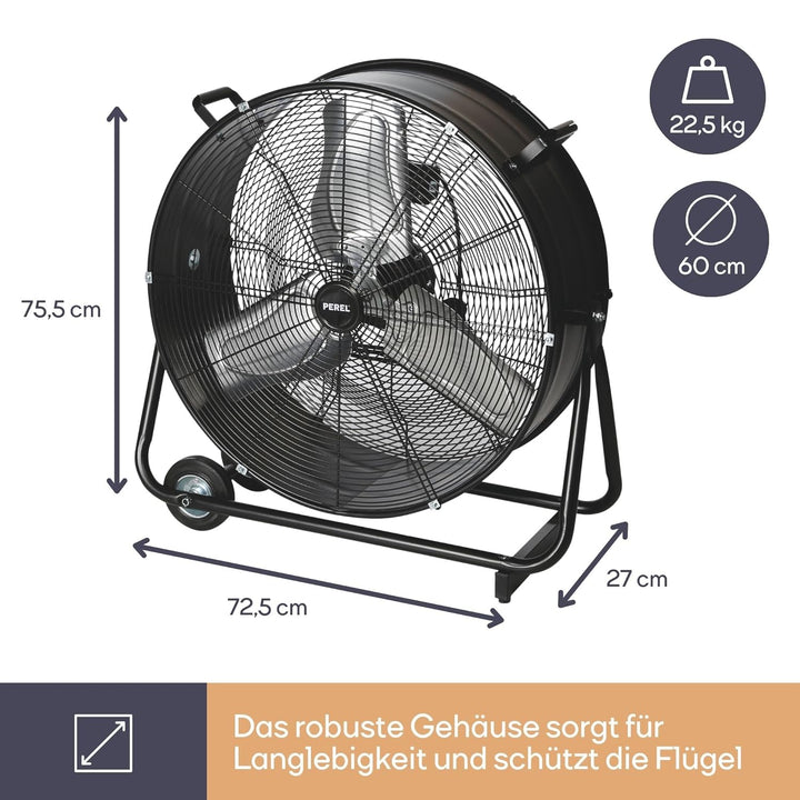 Perel TOOL173 Haushalts-Lamellenlüfter 330W Schwarz - Ventilatoren (Schwarz, 330 W, 220 - 240, 755 m
