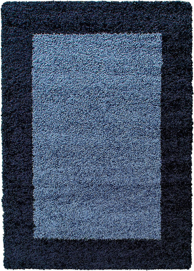 HomebyHome Shaggy Teppich Läufer Flur 80 x 150 cm - Shaggy Teppich Hochflor Marineblau Extra Weich u