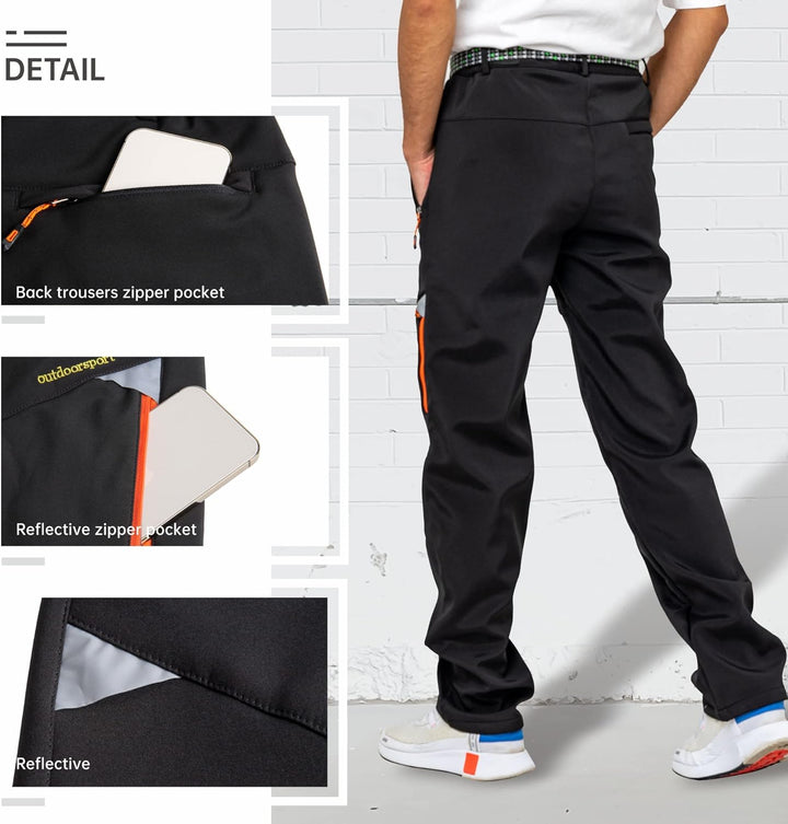 Winter Outdoorhose Herren Winddichte mit Fleece Gefütterte Schnee Ski Softshell Hose Warme Hose zum