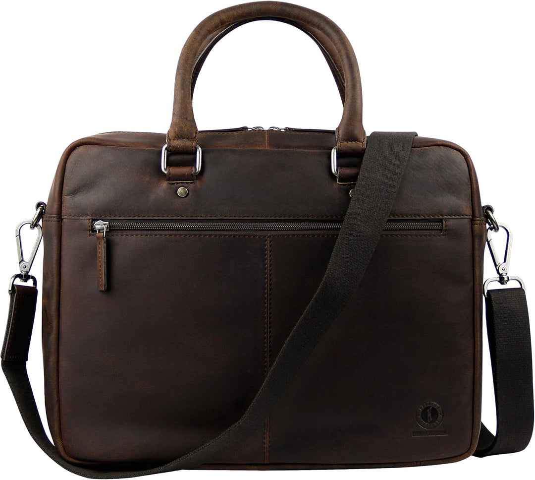 KLONDIKE 1896 Aktentasche Earl Echt Leder Herren, Damen | | 021009 Dark Brown, Dark Brown