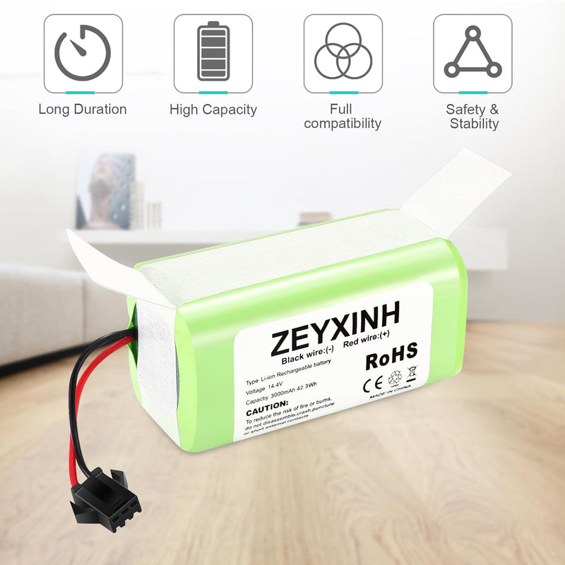 ZEYXINH 14.4V 3000mAh Ersatzakku für RoboVac G10 G20 G30 G35 G40 Hybrid, Eufy RoboVac 11 11S 11S MAX