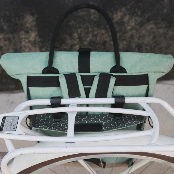 TOURBON Nylon Roll-Top Clip-on Market Shopper Fahrradtasche Rucksack Schulter Tote Bag Grün, Grün