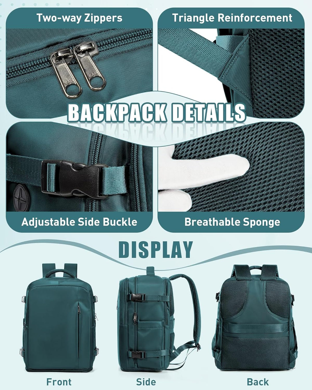 SZLX Rucksack 40x30x20 Wizz air Handgepäck Rucksack für Ryanair Vakuum Reiserucksack Flugzeug Easyje