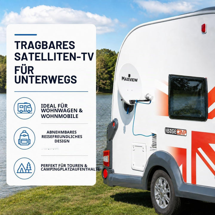 MaxView MXL026 Remora 40 Saugnapf-montiertes tragbares Satellitenfernseh-Set für Wohnwagen, Wohnmobi