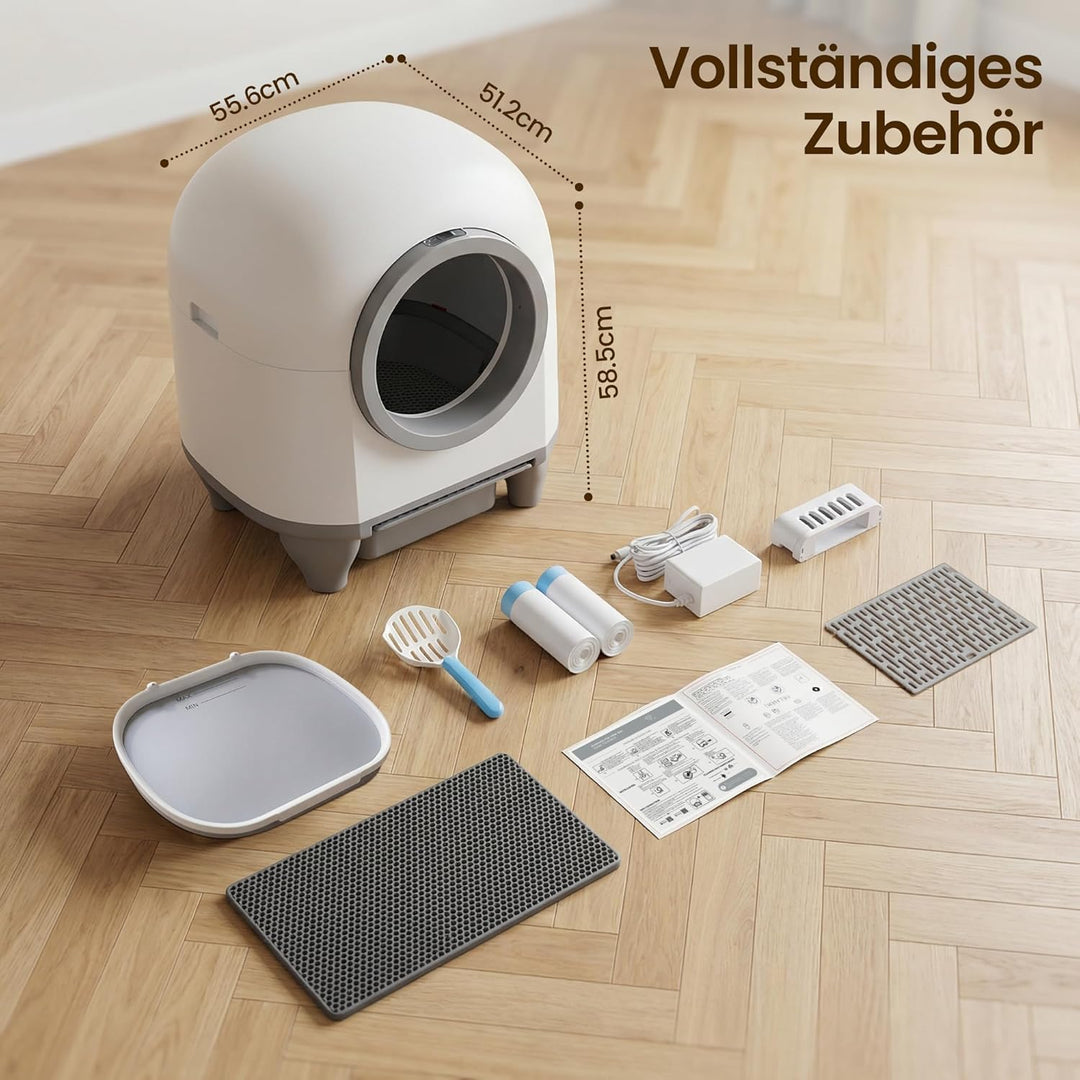 Devoko katzenklo selbstreinigend, 90L selbstreinigende katzentoilette mit niedrigem Einstieg/grossem