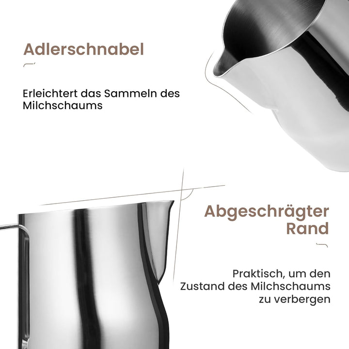 MHW-3BOMBER 350ml Milchkännchen Milchkanne Profi, 15oz Milchkännchen Edelstahl für Espresso, Cappucc