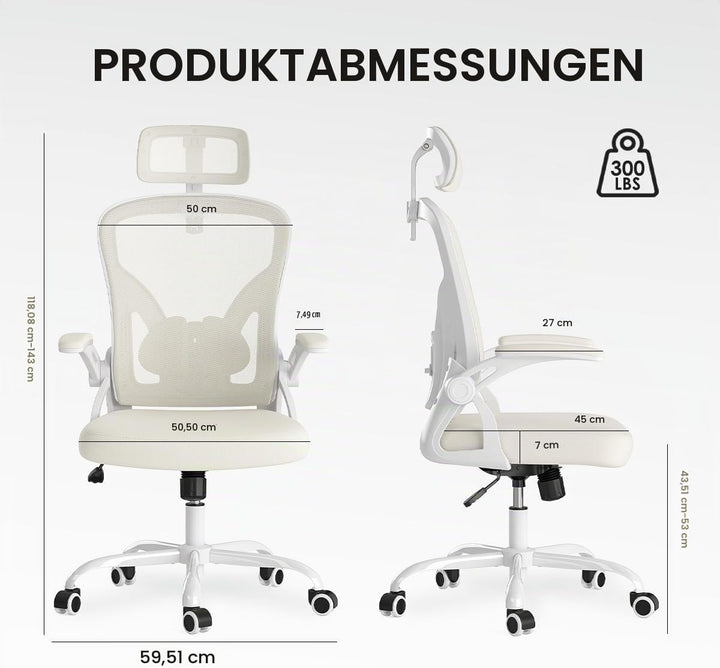 Farini Ergonomischer Stuhl mit Armlehne Büro Schreibtischstuhl mit Rollen Bequemer Home Office Stuhl
