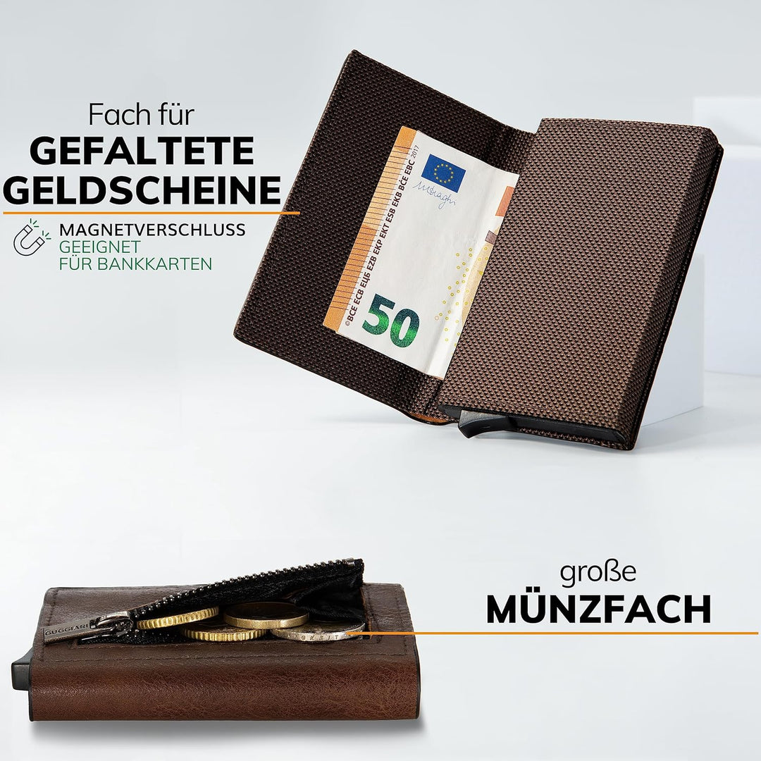 GUGGIARI® Kreditkartenetui - Kartenetui mit Münzfach/Kartenhalter mit Magnetverschluss - Aluminium R