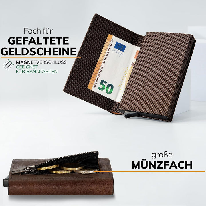 GUGGIARI® Kreditkartenetui - Kartenetui mit Münzfach/Kartenhalter mit Magnetverschluss - Aluminium R