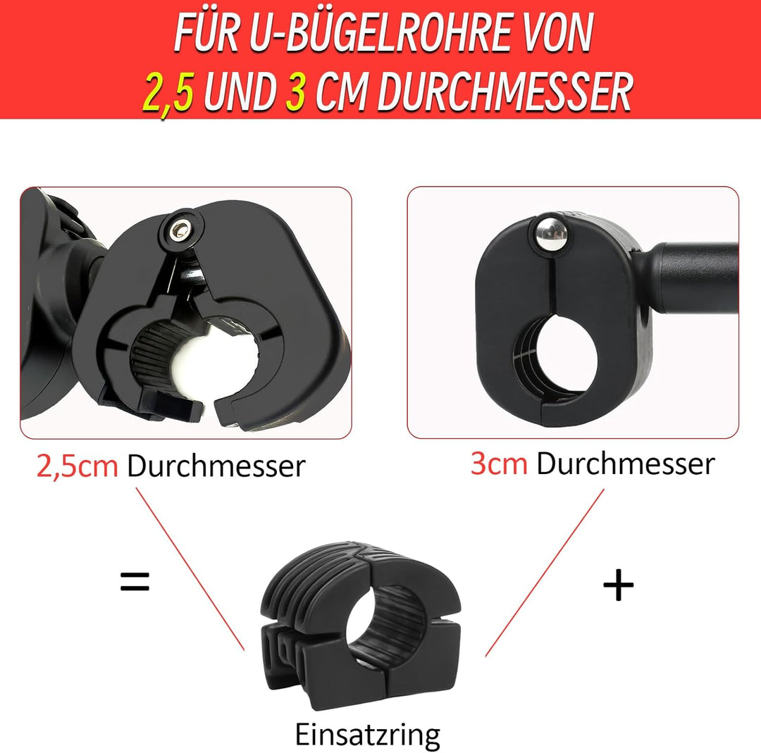 Verstellbar Strap Rahmenhalter 12CM+38CM, Alu Rahmenhalter Fahrradträger für E-Bike/Fahrrad, Abschli
