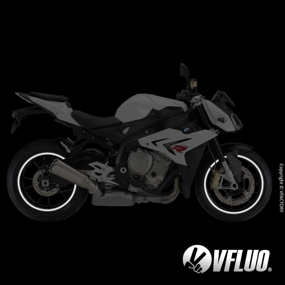 VFLUO - Kit Reflektierende Felgenrandaufkleber Motorrad, Aufkleber für 1 Rad 3M™-Technologie™, 360°-