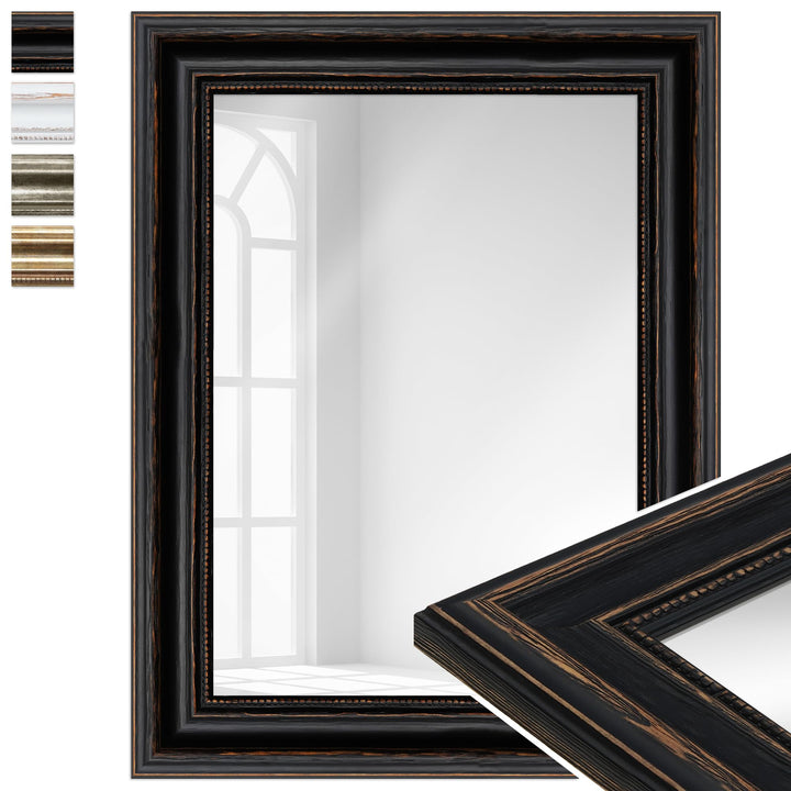 WANDStyle Spiegel Barock und Antik I Aussenmass: 40x52cm I Farbe: Schwarz I schwarzer Wandspiegel au