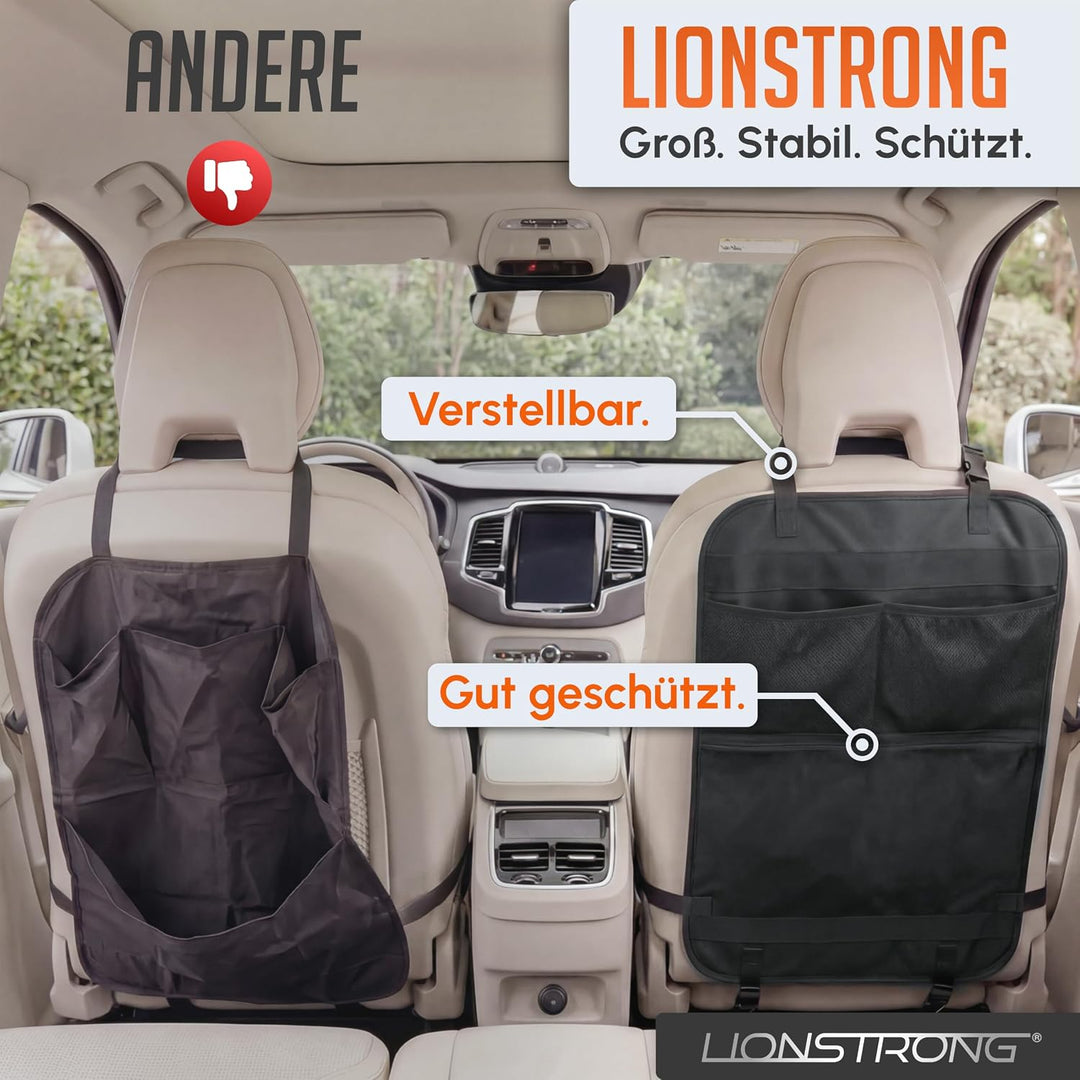 LIONSTRONG® Auto Organizer Kinder Rücksitz [wasserdicht] - Rückenlehnenschutz Auto Kinder - Autositz