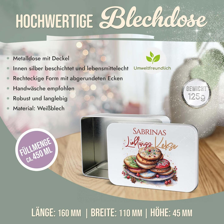 Print Royal PR Geschenkdose mit Name personalisiert - Lieblingskekse - Blechdose bedrucken, Aufbewah