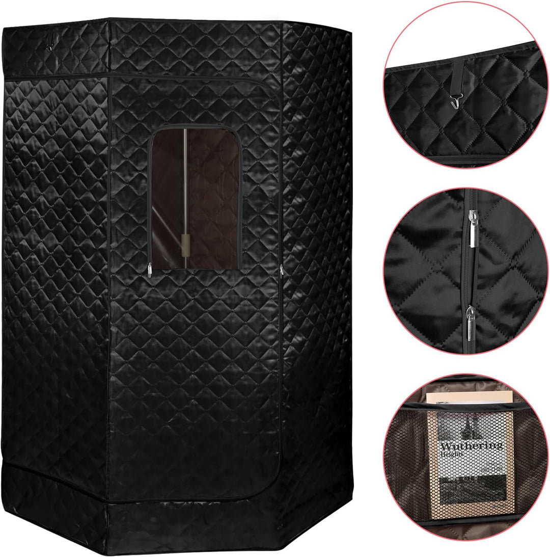 Tragbare Dampfsauna 90x90x180 cm mit 3L Dampfgenerator, Mobile Sauna Zelt für Zuhause, Infrarot & Da