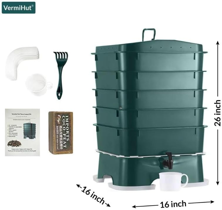 Plus Komposteimer mit 5 Fächern - einfacher Aufbau und nachhaltiges Design Roten, Roten