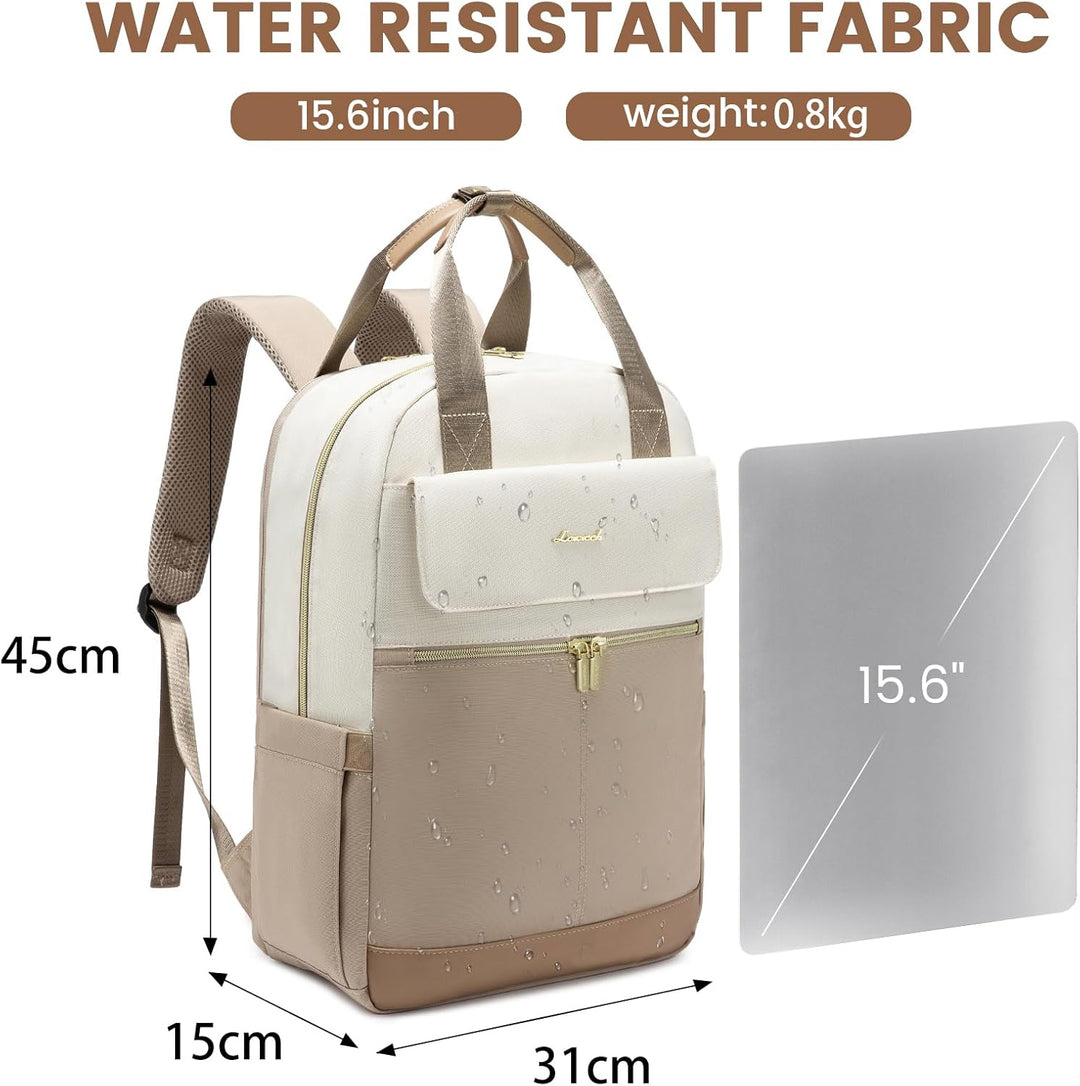LOVEVOOK Rucksack Damen, 15,6 Zoll Schulrucksack Mädchen mit Laptopfach &amp; USB Ladeanschluss, Wasserd