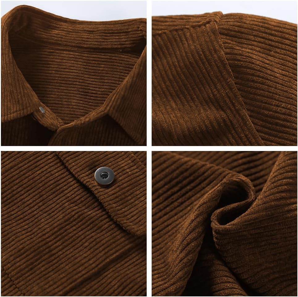Elegancity Herren Hemd Cord Langarm Freizeithemd Männer Jacke Regular Fit Button Up Hemdjacke Mit Kl