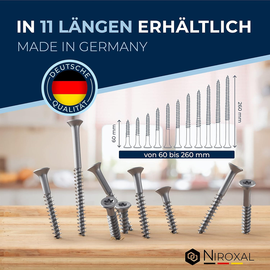 Schrauben Torx Edelstahlschrauben 10x100 Edelstahl V2A rostfrei Spanplattenschrauben für Holz Teilge