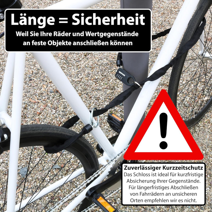 KOHLBURG sicheres Taschenschloss aus Kette & Zahlencode 129cm lang - robuste Sicherheit als Kinderwa