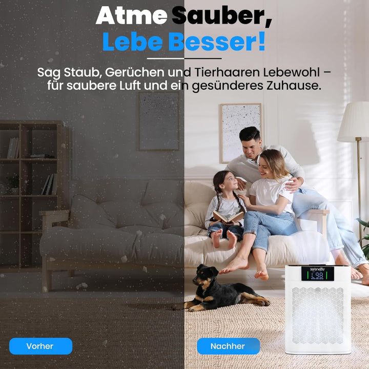 SereneLife Luftreiniger- für Allergiker mit HEPA Filter - 99,97% gegen Staub, Pollen, Schimmel &Tier