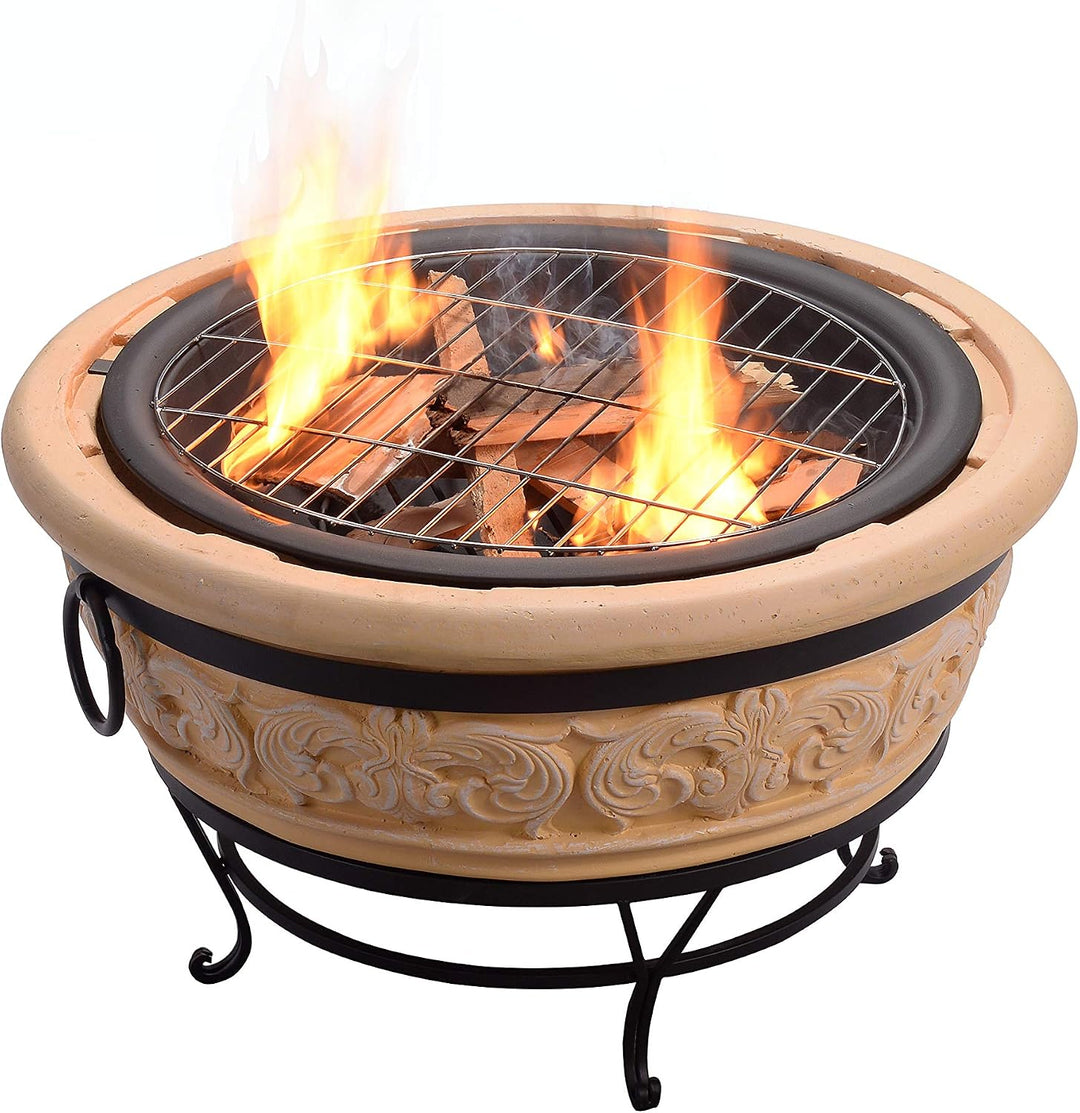 Peaktop - Feuerstelle für Brennholz für den Aussenbereich, 68 cm, rund, komplexes Design HR26303AA-S