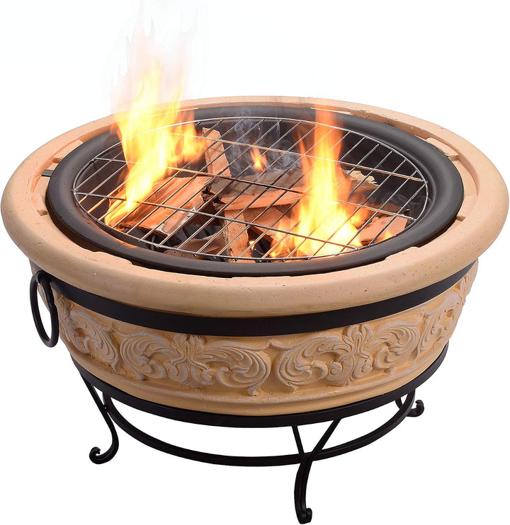 Peaktop - Feuerstelle für Brennholz für den Aussenbereich, 68 cm, rund, komplexes Design HR26303AA-S