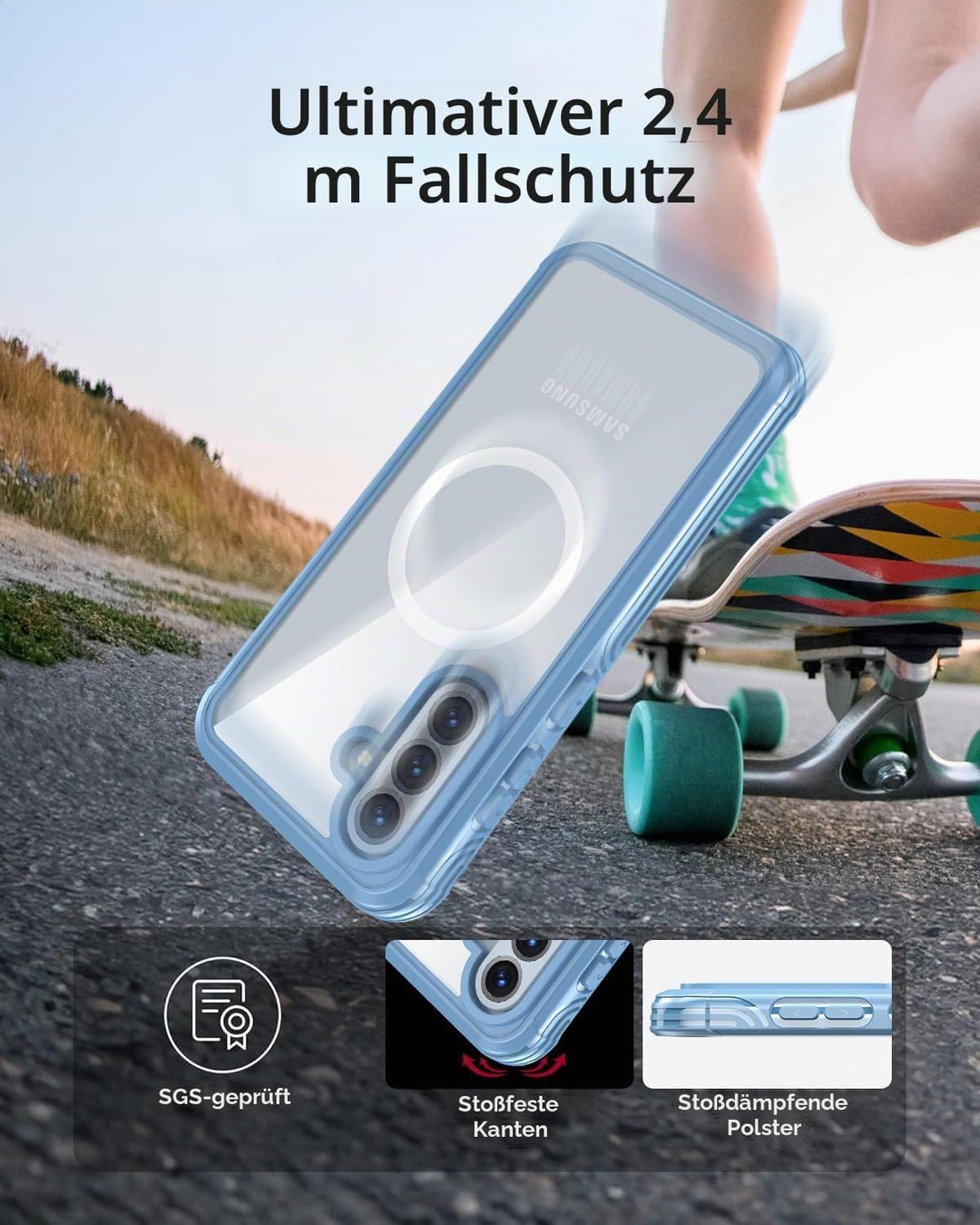Miimall Panzer Hülle für Samsung A36 / A56 5G Handyhülle mit Displayschutz Glas, Kompatibel für MagS