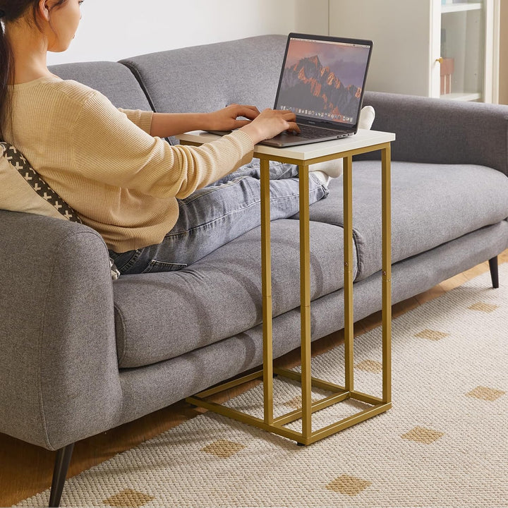 Aibiju 2er-Set Kleiner Beistelltisch für Laptop, Beistelltisch für Sofa, Couchtisch mit Metallrahmen